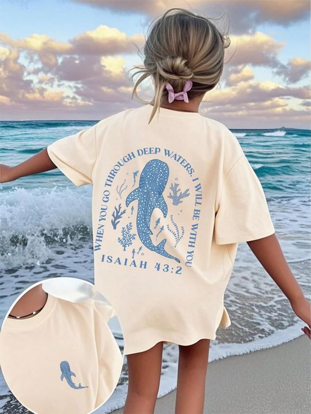 Graphic Tees for Women Whale Shark Short Sleeve Summer Tops Casual Oversized Jesus Shirt Vintage Christian Shirts - Image 3