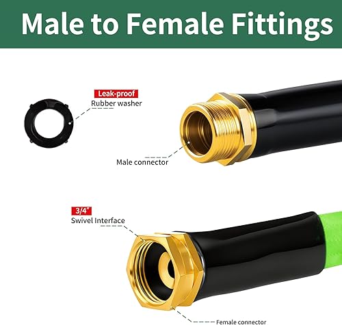 Miniatura 2 de Manguera de jardín de 50 pies, no expandible, 10 boquillas funcionales, manguera de jardín antitorceduras, manguera de agua flexible resistente de