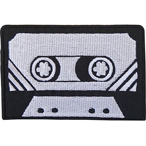 Nero grigio retro cassette tape embroidered