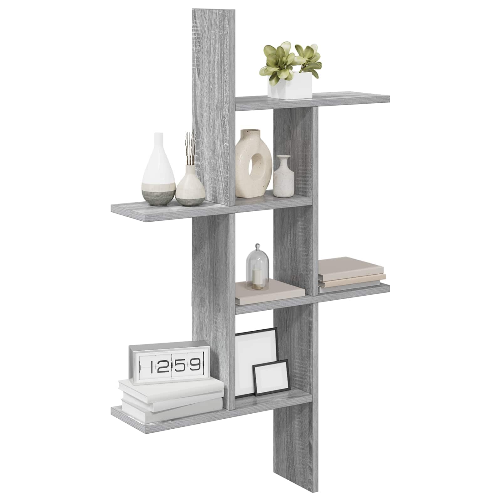 Scaffale da parete Sonoma grigio 61 x 15 x 102 cm legno 5 ripiani