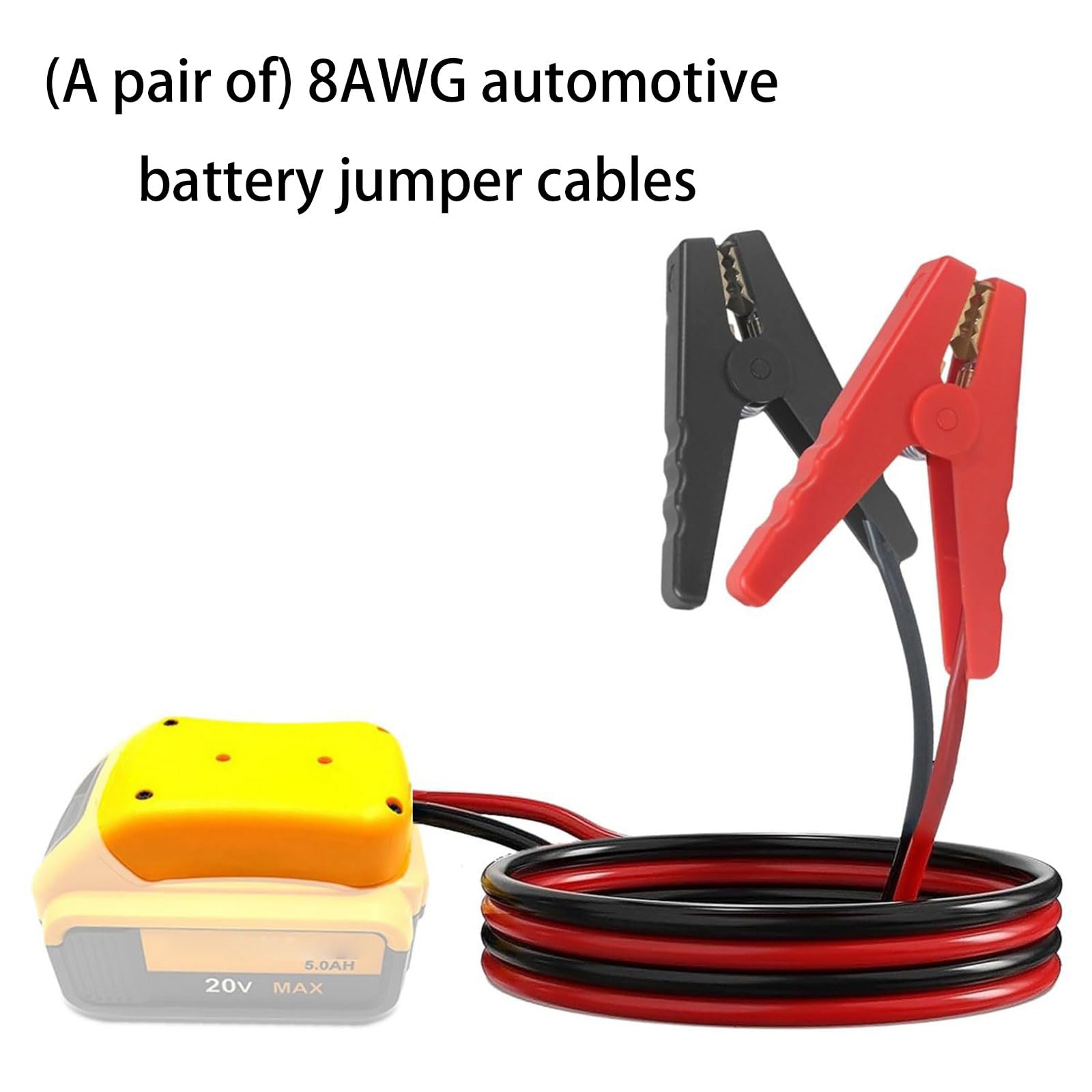 Abrazadera para cable de arranque de batería de automóvil, cable de 8 AWG para necesidades de viaje de 12 V con empuñaduras aisladas rojas y negras y clips aislados para recogida de almacenamiento en