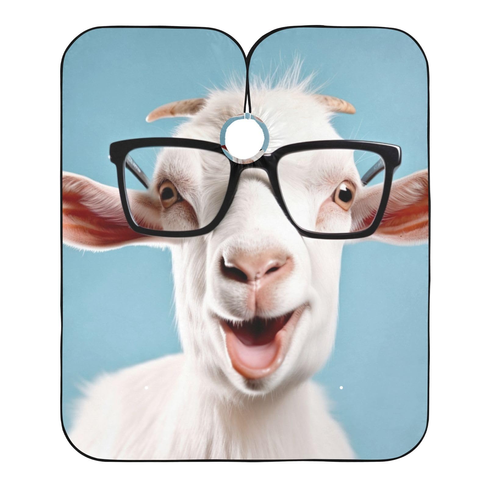 Hezely Goat in Glasses Hair Dye Cape, Barber Cape for Adults,Waterproof Salon Cape,Waterproof Hairdressing Styling Hair Cutting, 65