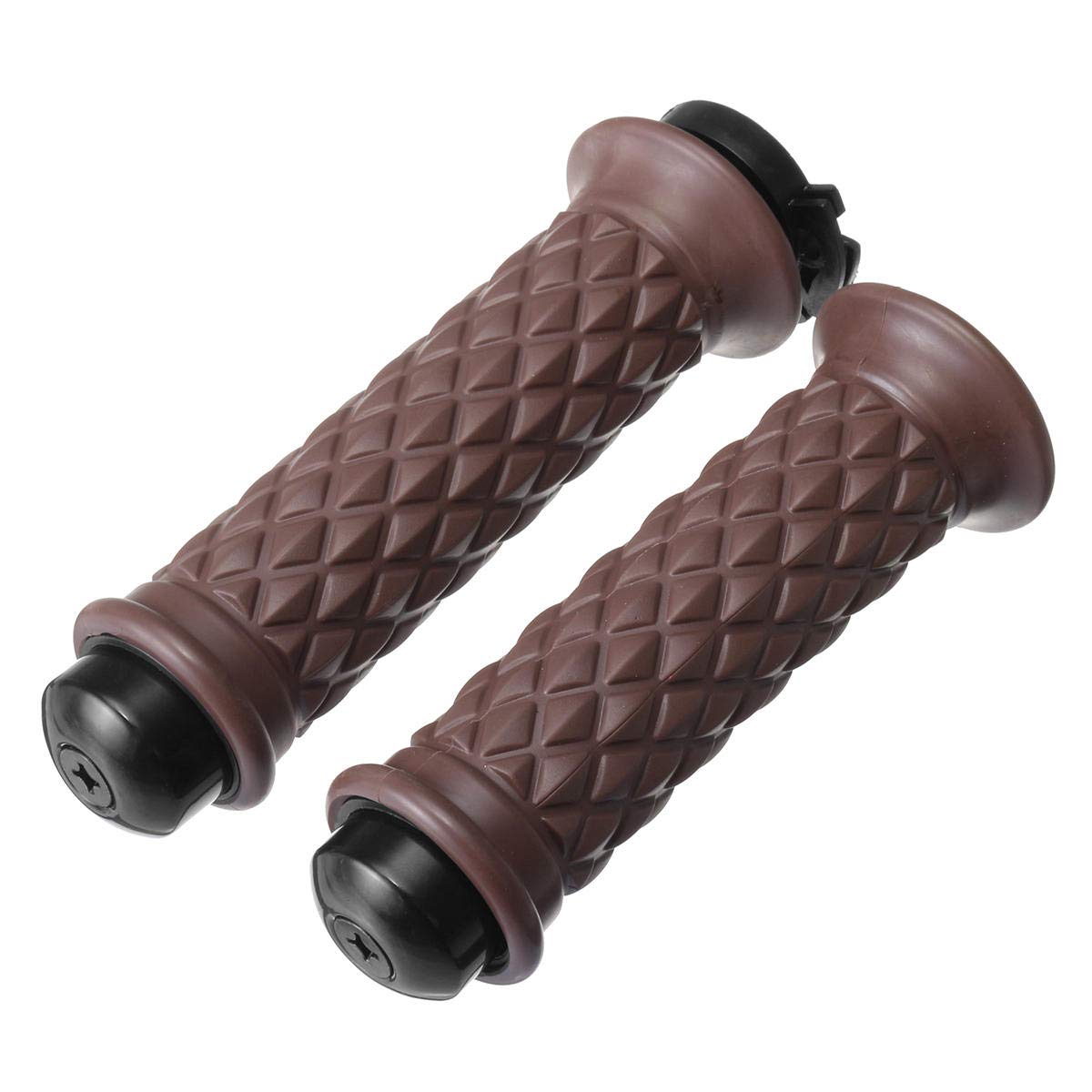 PeroFors 7/8inch 22mm Moto en Caoutchouc Guidon Main Grip pour Cafe Racer Bobber Clubman-Marron