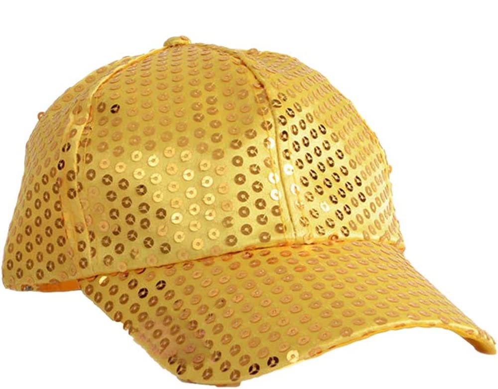 SoWest Sequin Baseball Cap in Gold – Adjustable Glitter Bling Party Hat for Men & Women | Stag & Hen Nights Shiny Sequins Sun Hats for 70s Disco | Hip Hop Fashion Fancy Dress Accessory
