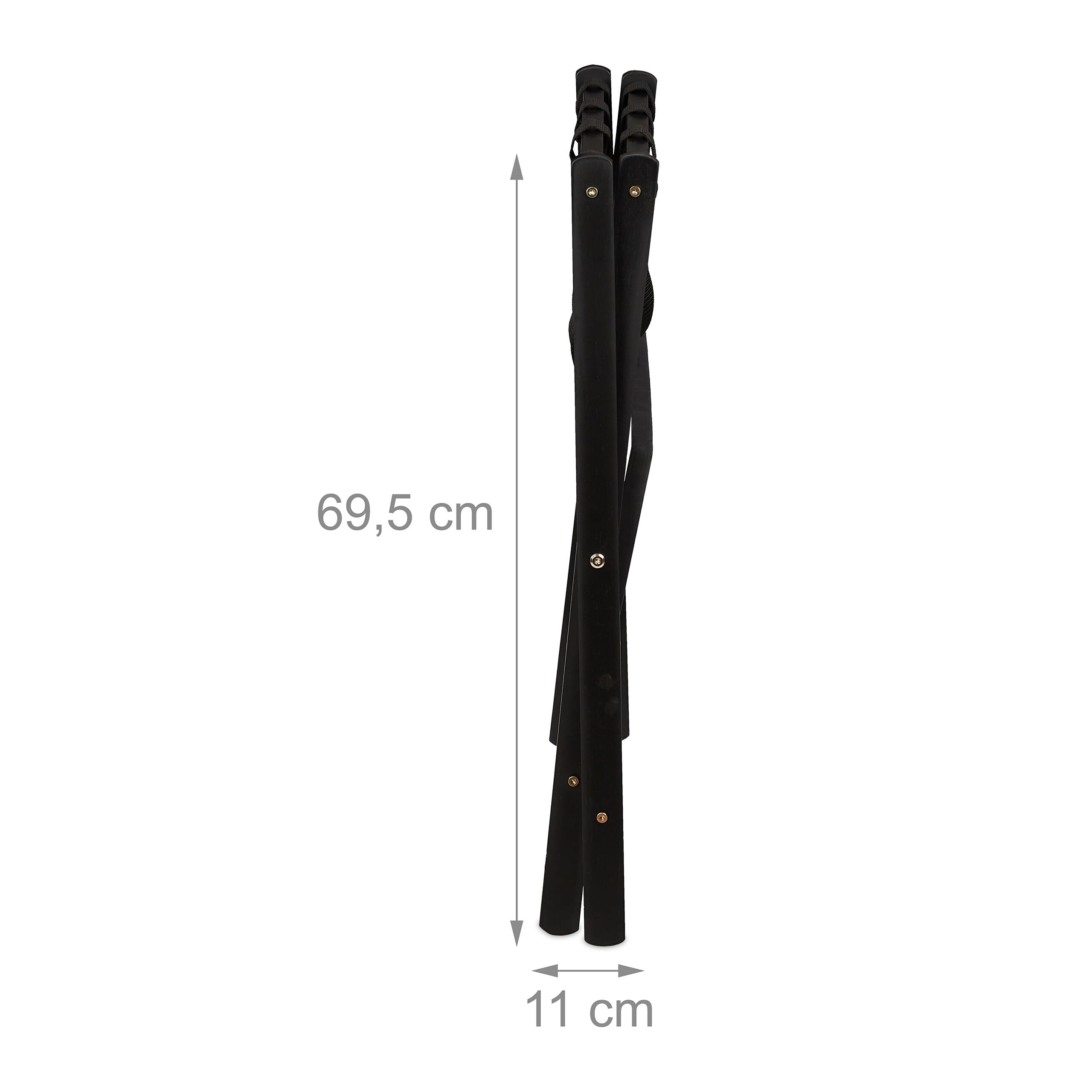 Relaxdays Pack 2 Soportes Maletas, Taburetes Equipaje Plegables, 54x66x45 cm, Portabultos Madera Hotel, 2 Baldas, Negro