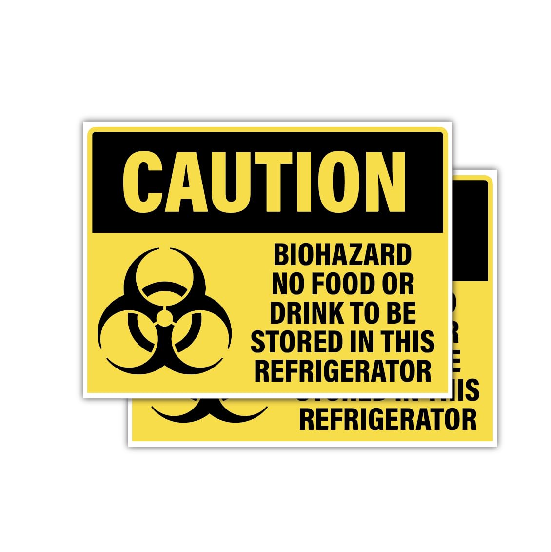 BIOHAZARD CAUTION SIGN STICKER FOR REFRIGERATOR 2PACK