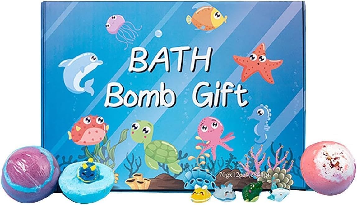 Bath Bombs Gift Set Natural Bubble Spa with Sea Animal Toys Relaxing Bath Bombs Fizzy Bubble BathToys Buddies Gift Set Fizzing Bath Balls with Hidden Toys Easter Basket Stuffers for Children (12 Pack)-image-39