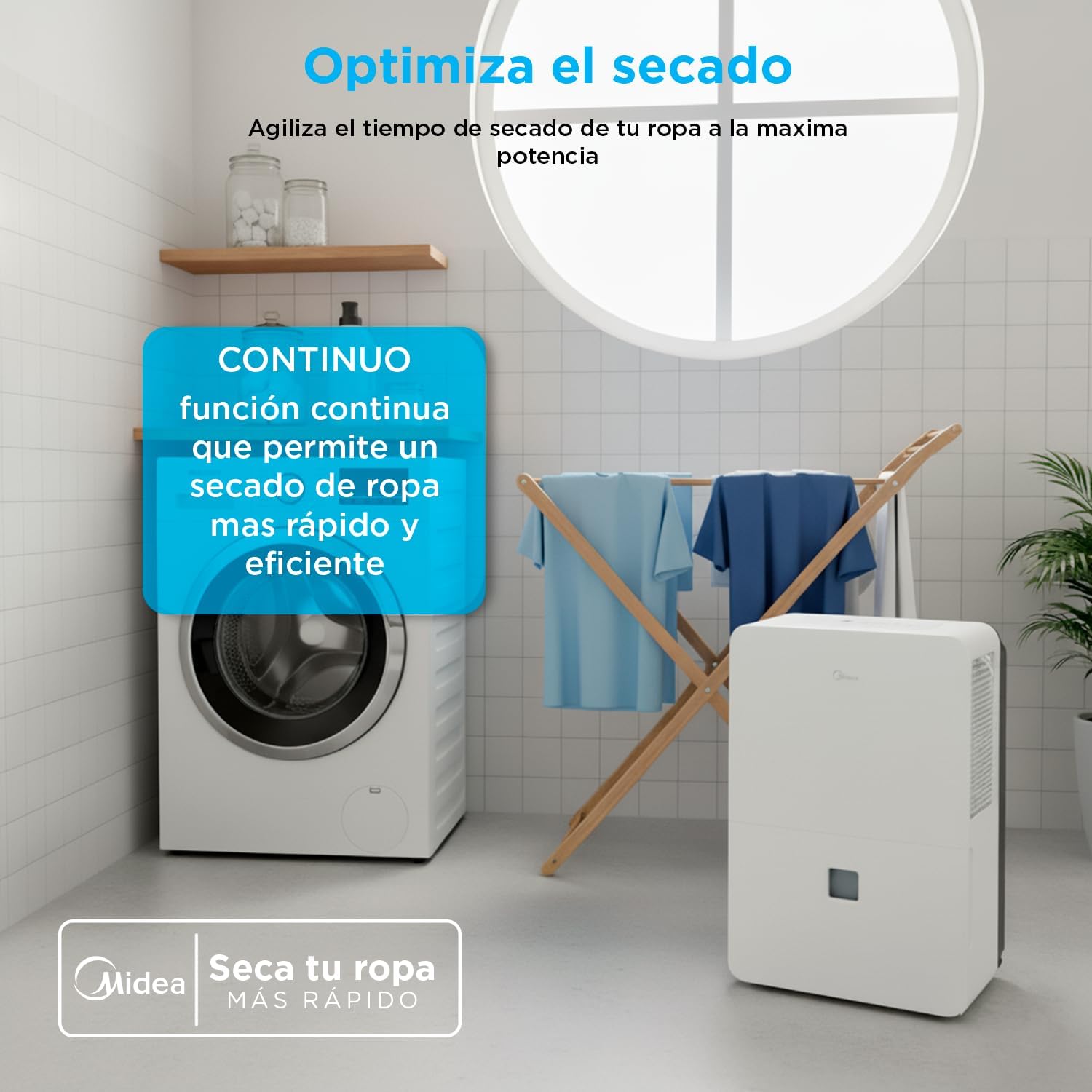 MIDEA Przemysłowy osuszacz powietrza o dużej pojemności 50 l do wilgotności wewnątrz do 112 m2 / 300 m3 - Osuszacze wilgoci duże przestrzenie z wyjmowanym zbiornikiem - demufier energooszczędny