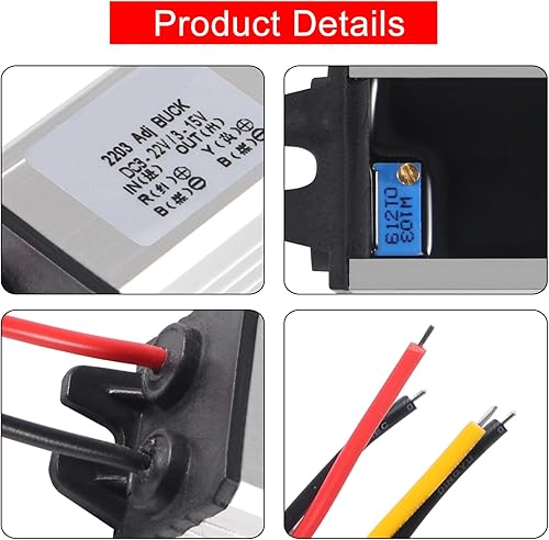 Miniatura 5 de Regulador de voltaje DC Buck Convertidor de voltaje DC 8-22V a 3-15V 5V 12V 3A módulo reductor impermeable convertidor de corriente de coche
