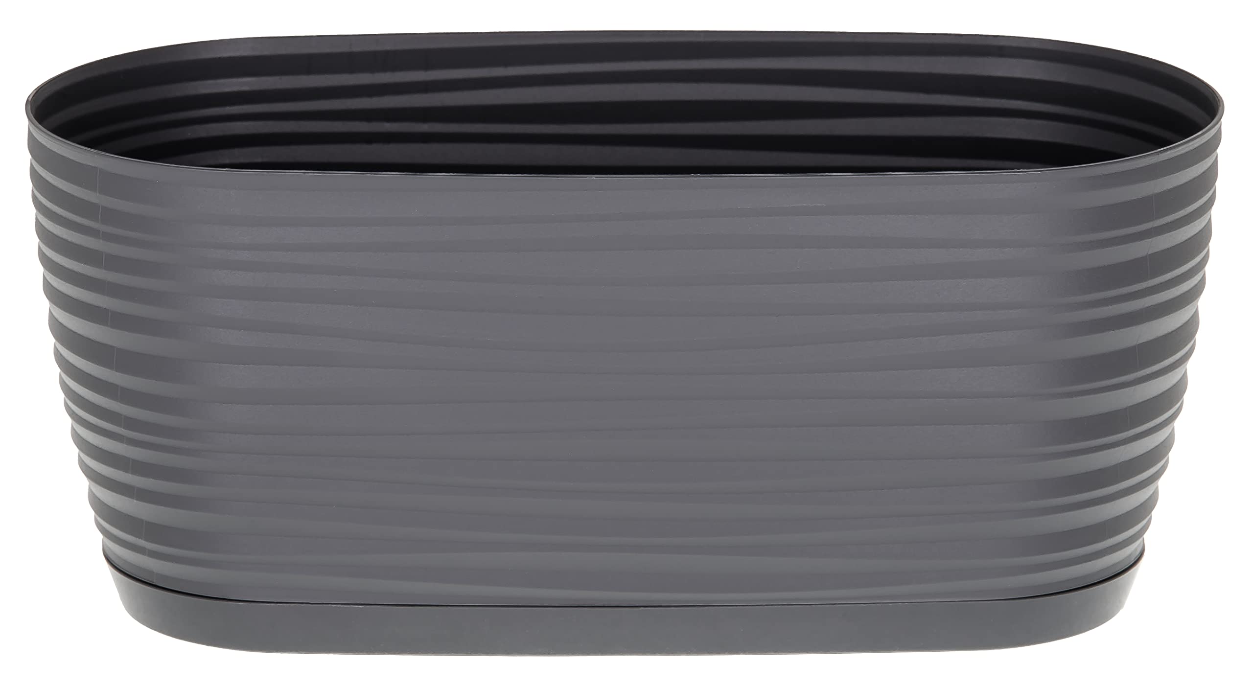 SPARKLE PLANTS Sahara Indoor Plant Pots – Modern Plastic Flower Pots with Drainage Hole & Saucer – 7 Sizes, 8 Colours for Succulents, Herbs, Flowers & Houseplants (27 cm, Anthracite, Oval)