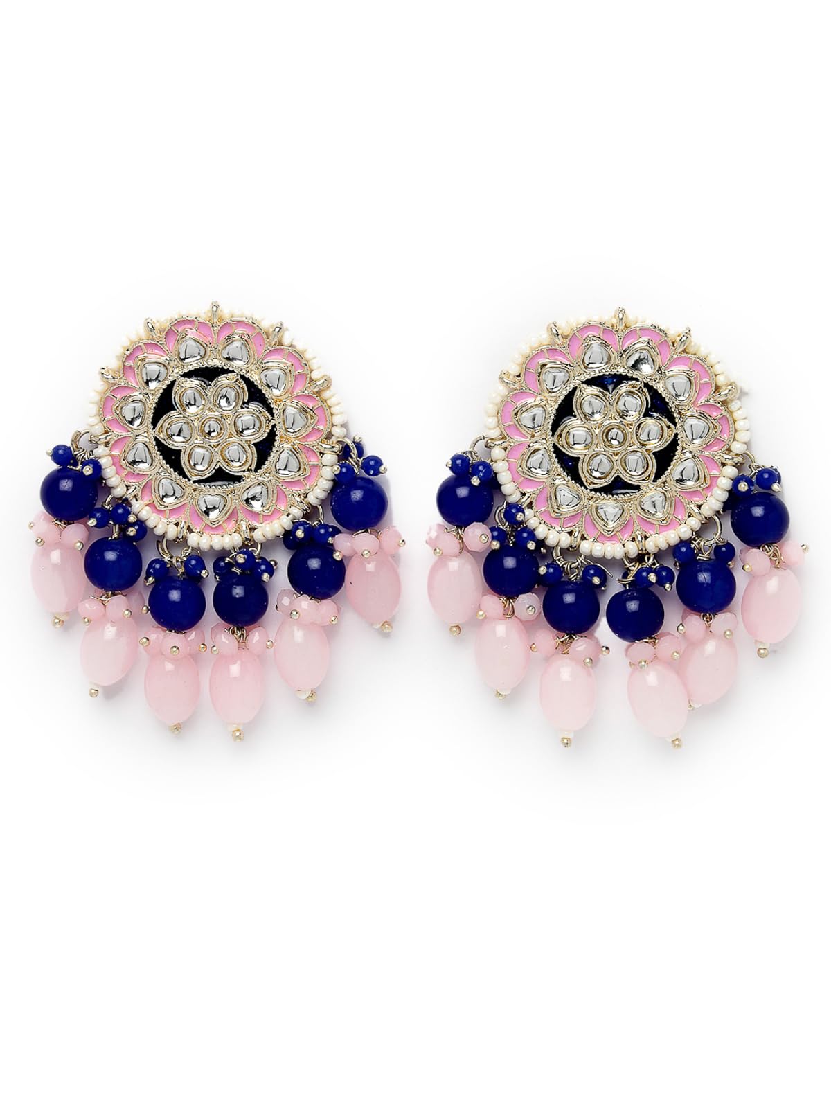 Studio Sukkhi Ethnic Floral Shaped Gold Tone Kundan And Meenakari Pink Blue Studs Earring For Women And Girls (E105761) (B0CPM1MJDV) Amazon Price History, Amazon Price Tracker