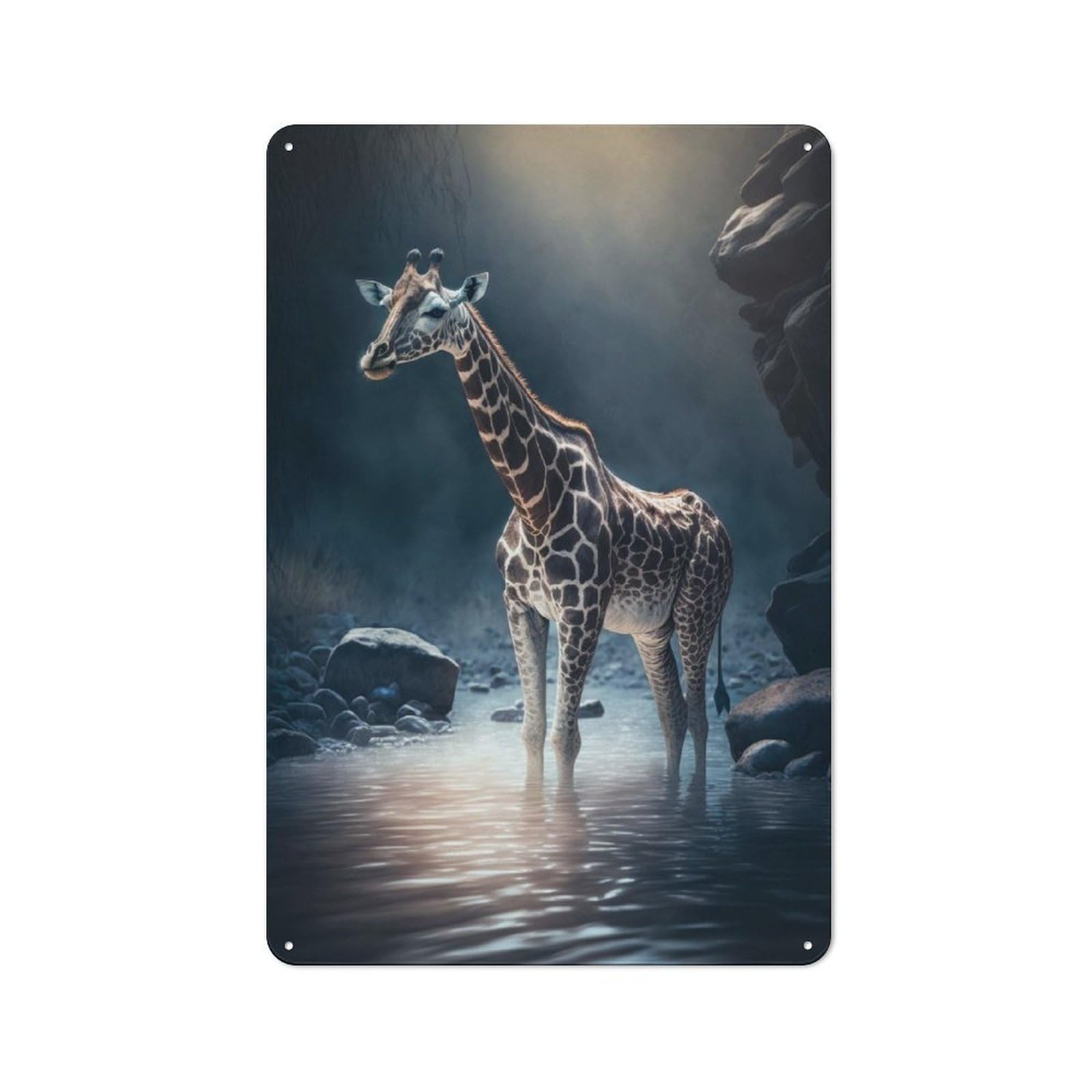 Junmoney River Giraffe Retro Vintage Tin Sign 30X20cm, Retro Room Decor For Lounge, Study, Pub Or Wall Gallery