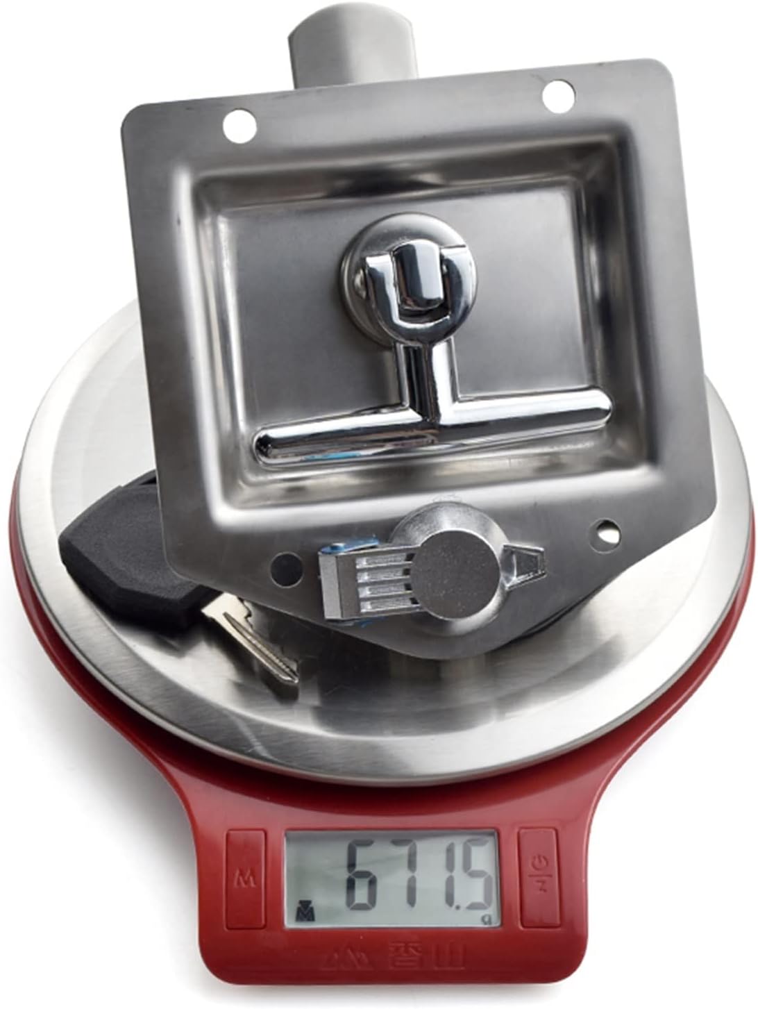 Trailer Door Latch T-Handle Lock Highly Polished Stainless Steel Keys with Gasket - Folding T Handle RV Camper Truck 1Pcs