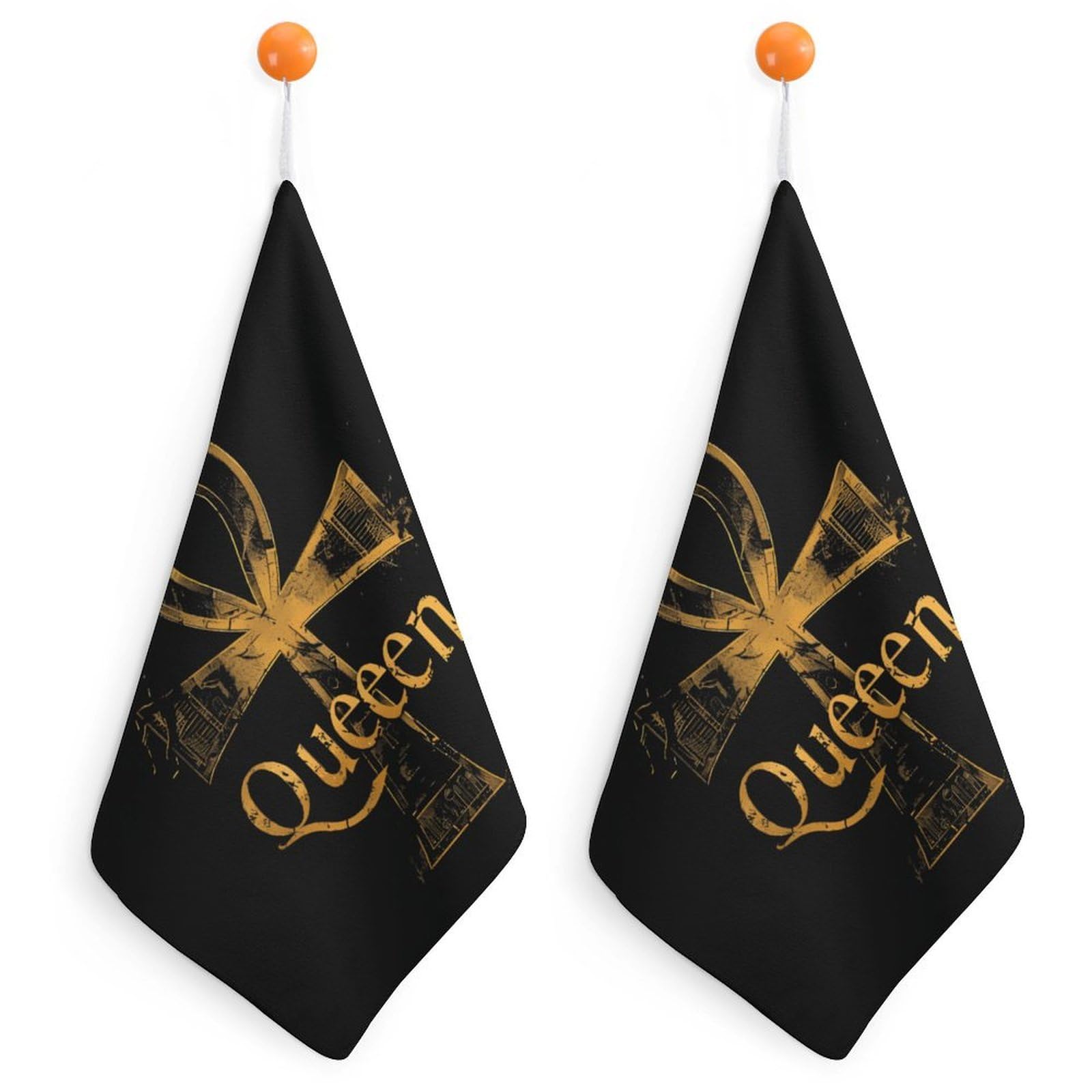 TXFBTRFSA Gold Queen Egyptian Ankh Symbol Hand Towels with Hanging Loop Kitchen Towel Handkerchiefs Cleaning Cloths
