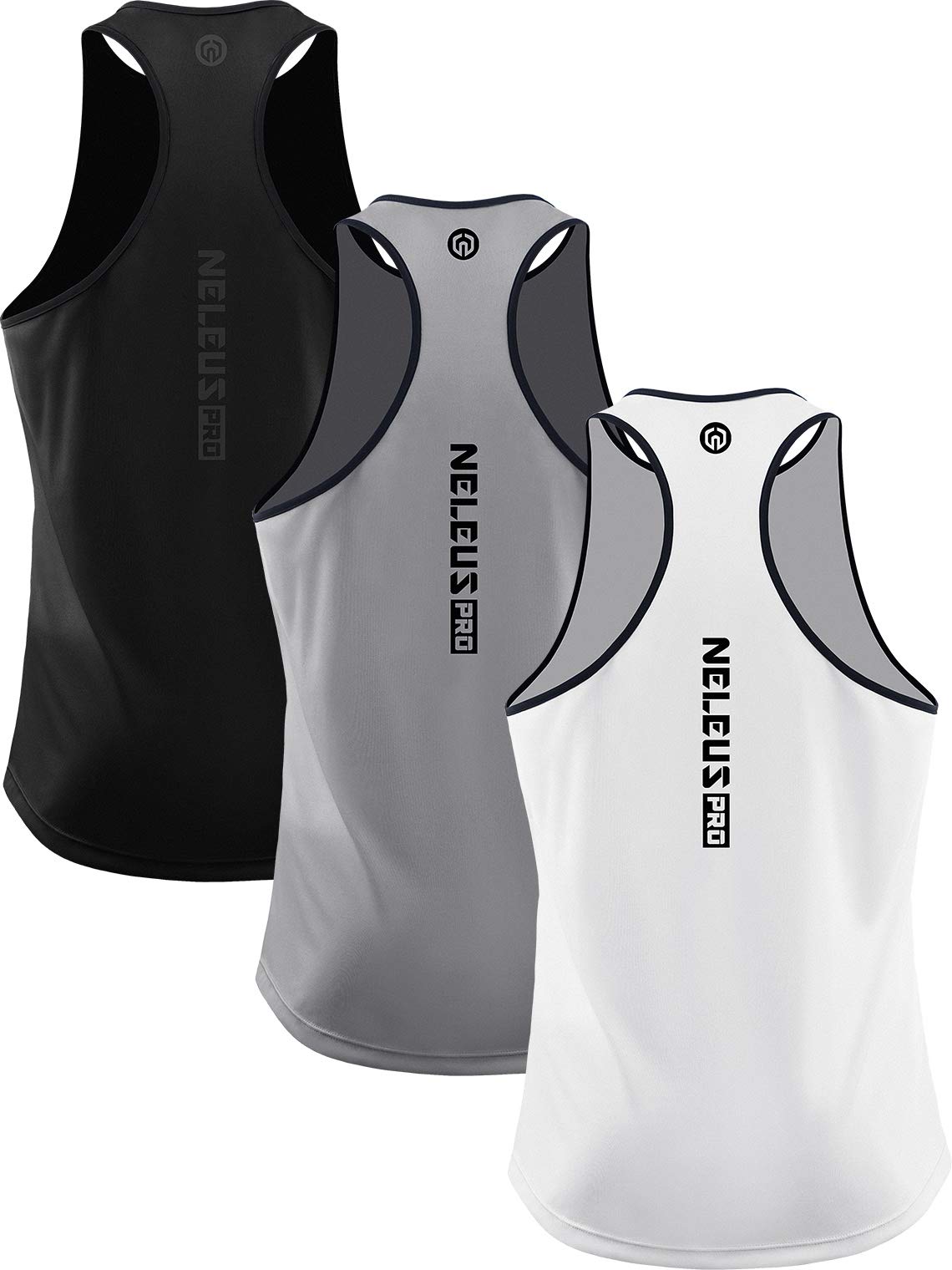 NELEUSMen's 3 Pack Running Tank Top Dry Fit Y-Back Athletic Workout Tank Tops