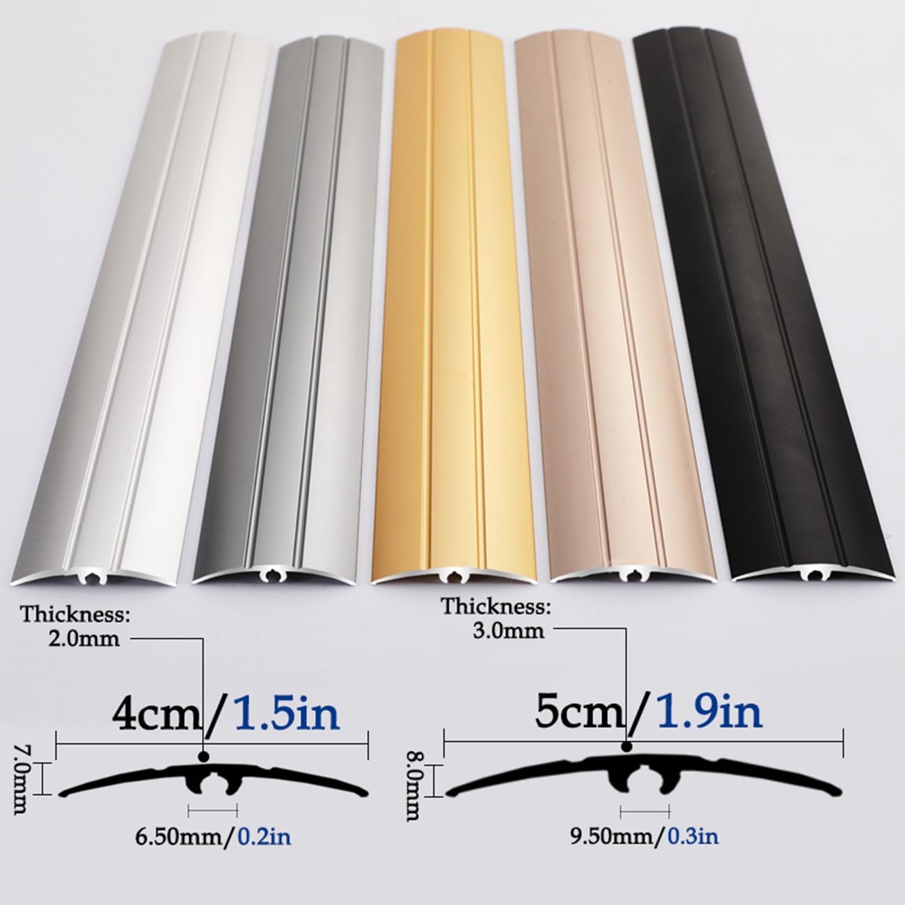 Soglia Di Dislivello Per Pavimento Da 3 * 90cm(2.9ft), Striscia Divisoria In Alluminio, Impermeabile, Strisce Di Copertura Per Pavimenti Per Collegamento Fessure(Rose gold,5cm)