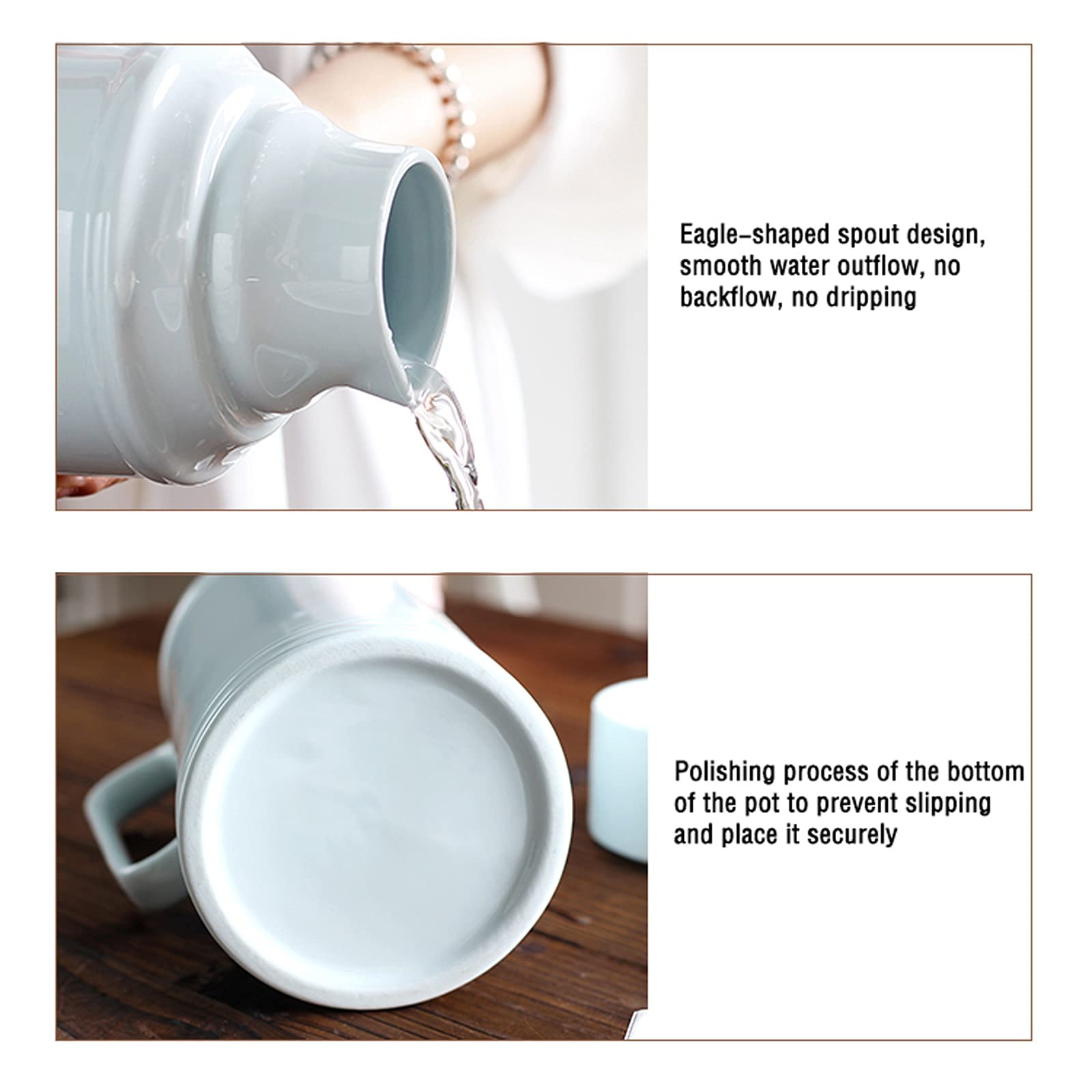 Jarra de Agua Jarra de cerámica con Tapa y caño Hogar Fácil Limpie la Jarra Resistente al Calor Ideal para té Helado, sangría, Limonada (40.5 oences) Teteras de té Helado (Color : Pink)