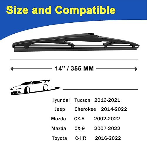 Miniatura 2 de SIMPWIBLD Repuesto de limpiaparabrisas para Hyundai Santa Fe2006-2011 Kia Rio 2007-2012, repuesto de equipo original, 14 pulgadas (juego de 2)