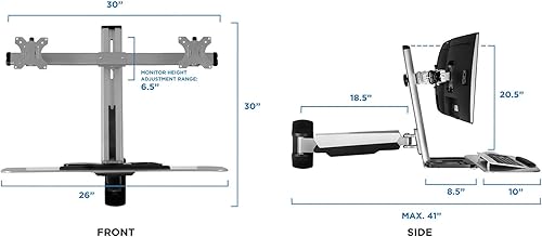 Miniatura 9 de Mount-It! (MI-7940) Escritorio vertical móvil, altura ajustable, para computadora, estación de trabajo, carrito con ruedas, Plateado