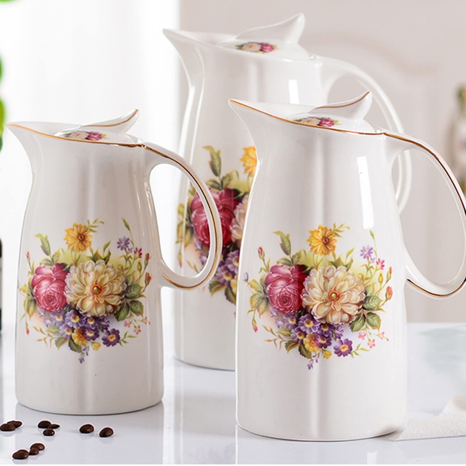 Pichets Pichet en céramique de Grande capacité avec Manche en céramique à Haute température résistante aux Boissons for Le Lait de thé Pot de Jus (Color : B, Size : 1.5L)