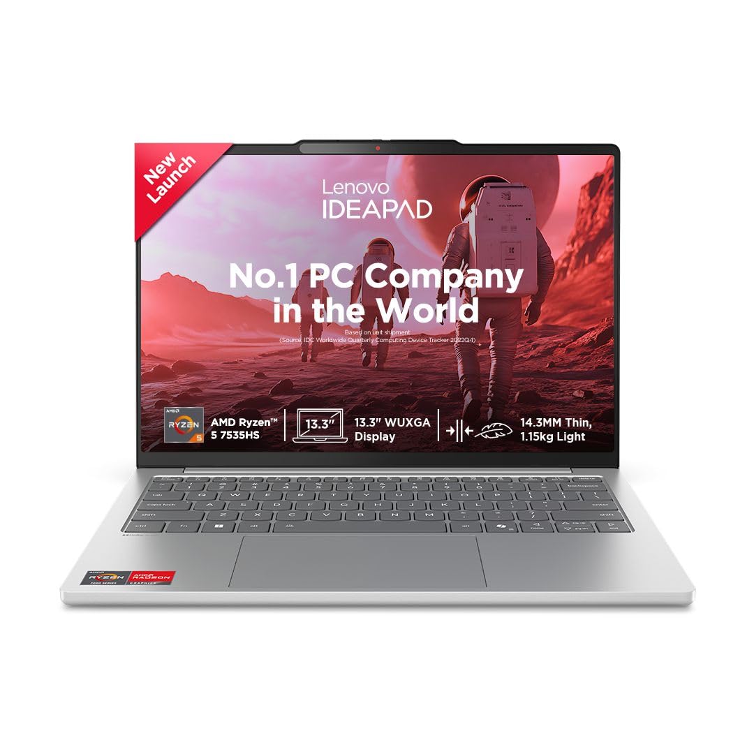 Lenovo IdeaPad Slim 5 AMD Ryzen 5 7535HS 13.3 inch (33.7cm) WUXGA IPS Laptop (16GB RAM/512GB SSD/Windows 11/Microsoft 365 Basic + Office Home 2024/Bac...