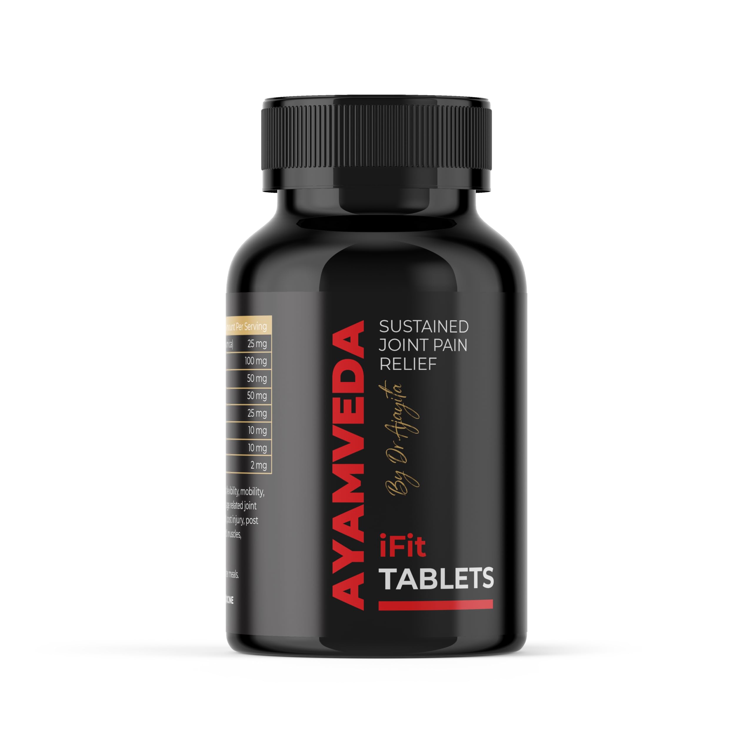 AyamVeda by Dr. Ajayita's - iFit Pain Relief Tabs - Joint Pain Relief, Bone Health, Stiffness Reduction, Enhanced Flexibility, Improved Mobility, Muscle Strength, Age-Related Changes - 120 Tablets