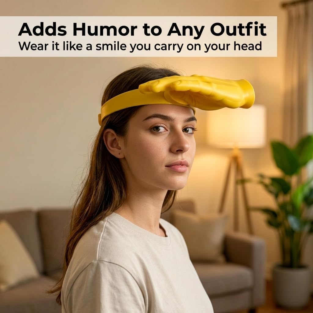 Hand Sun Visor for Women and Men, Funny Hands-Free Palm Shaped Sun Hat, Instant UV Protection Headband Visor for Beach Music Festivals and Outdoor Parties Yellow