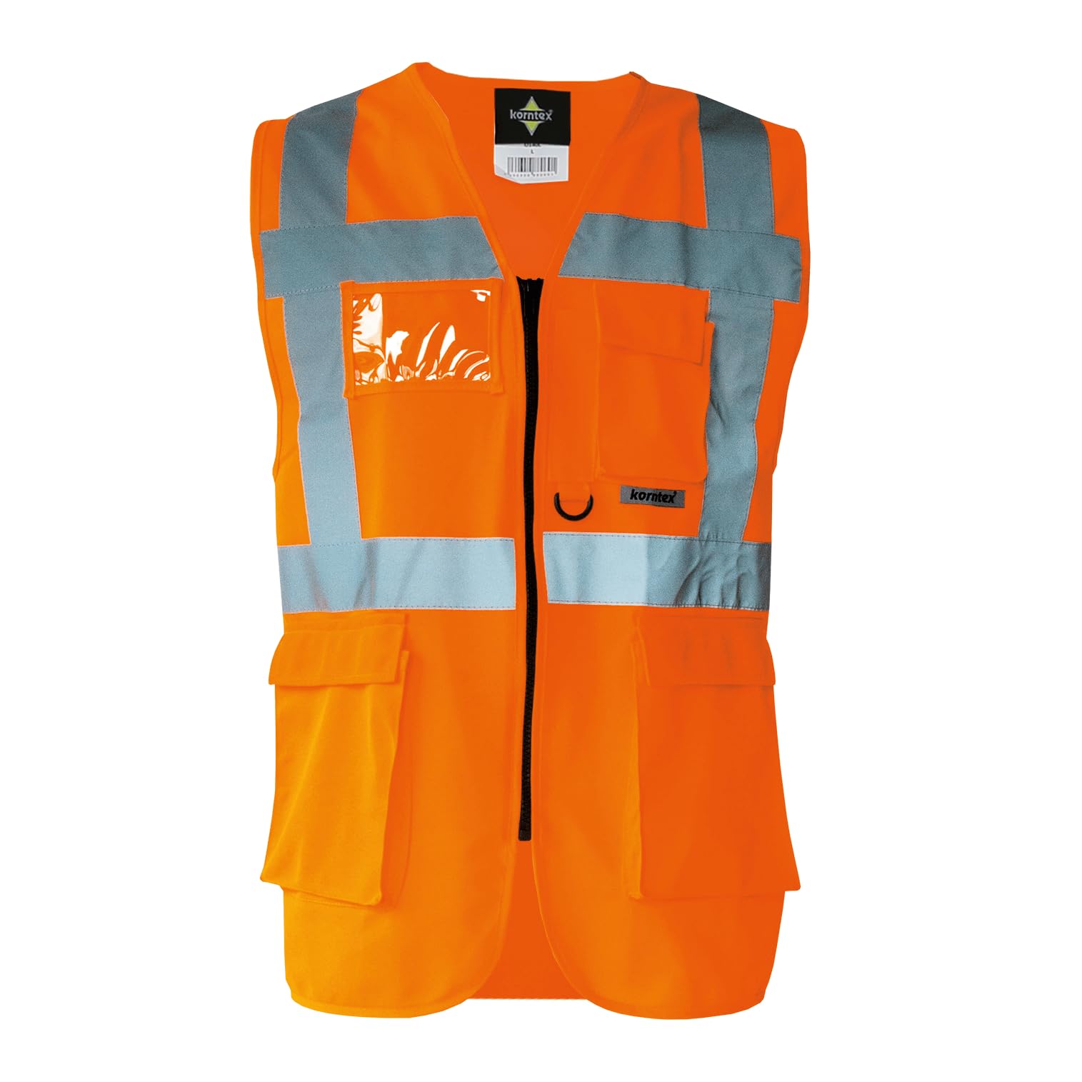 Korntex Gilet Alta Visibilità Con Tasche – Giallo, Norma EN ISO 20471, Multitasca Per Smartphone E Documenti