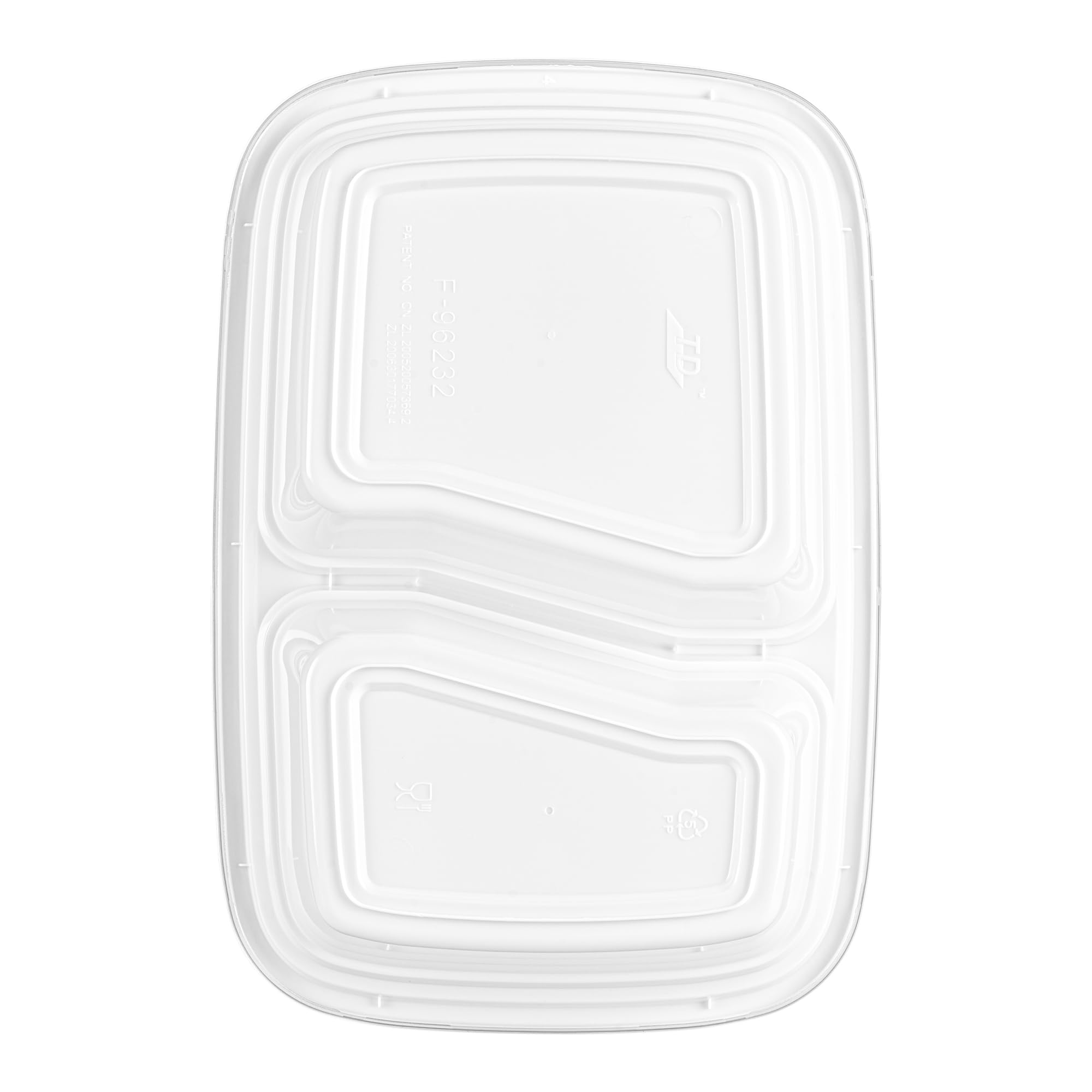 Asporto - Recipientes de preparación de comidas de 2 compartimentos de 32 onzas, 100 recipientes de preparación de comidas sin BPA, aptos para microondas, desechables, recipientes de plástico blanco