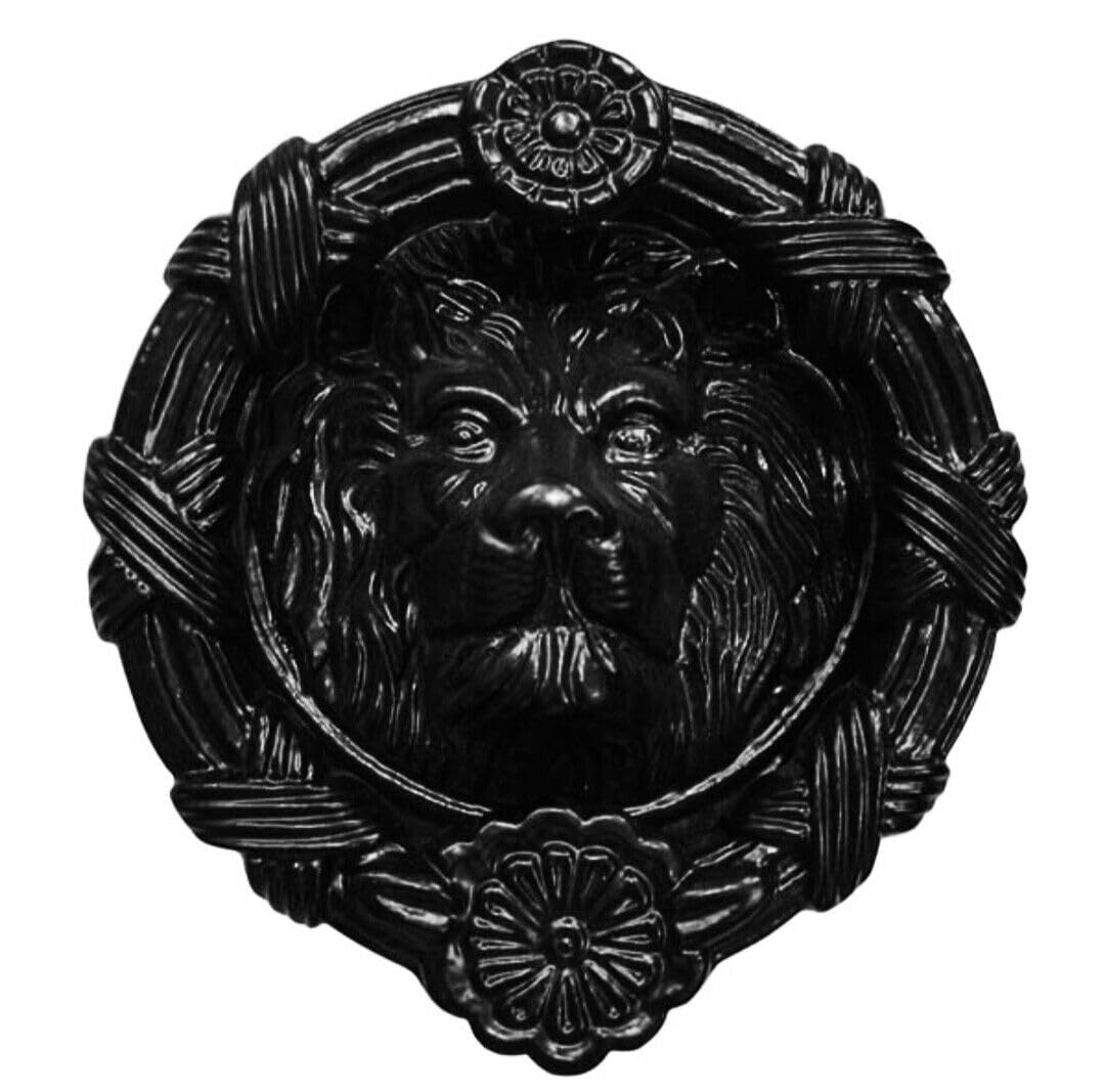 Manor Black Lion Head Front Door Knocker Antique Hardware Cast Iron Animal