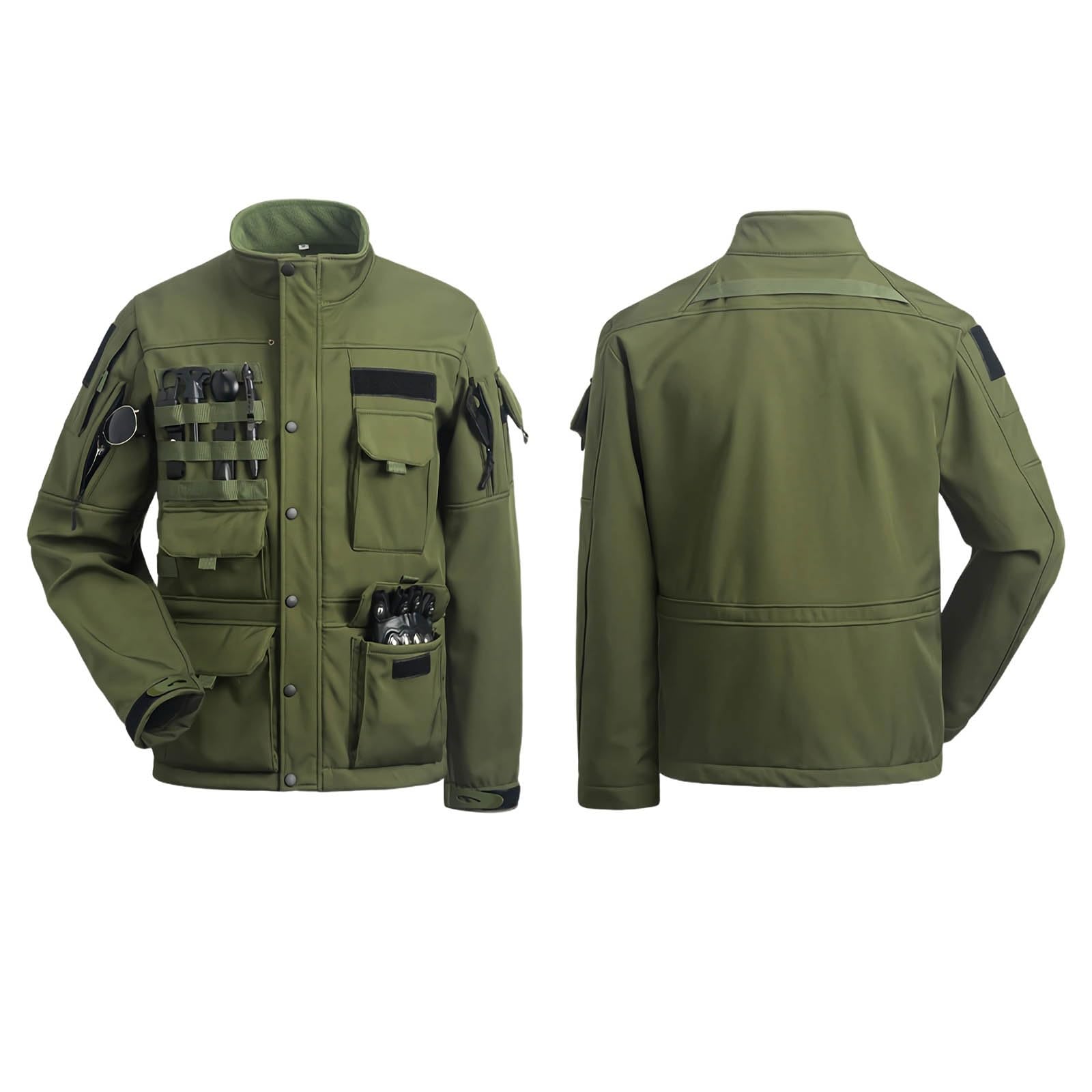 Giacca Tattica Softshell da Uomo, Giacca Invernale con Fodera in Pile | Tessuto composito a tre strati, Antivento, Strato esterno resistente all'acqua, Interno foderato in pile