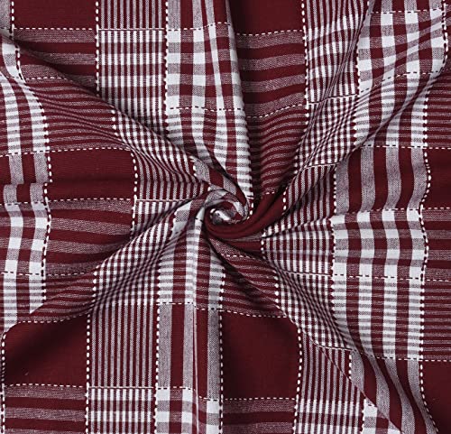 Image of AIRWILL, 200GSM Handloom Cotton Double Bedsheet with 2 Pillow Covers (Track Dobby Maroon)