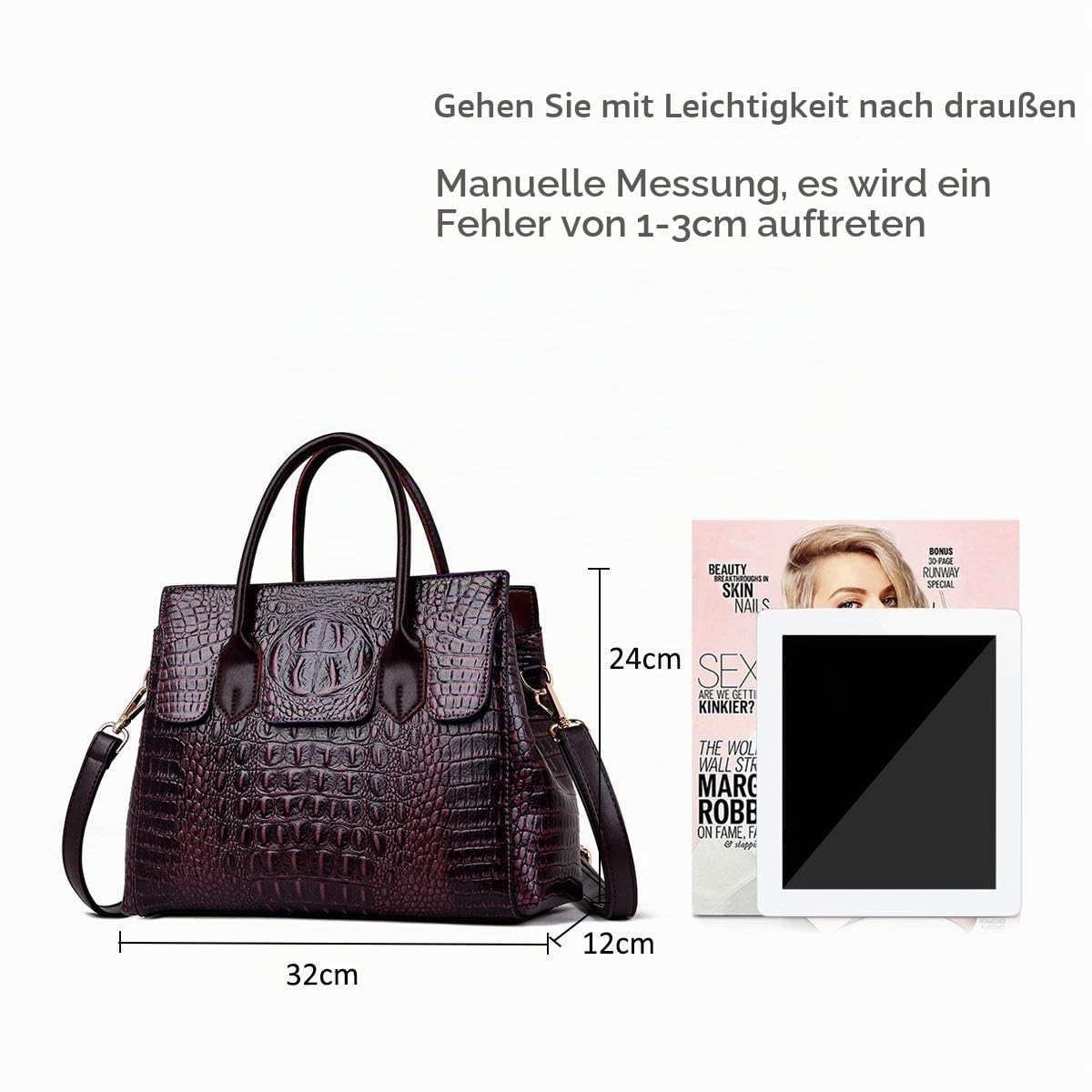 NICOLE & DORIS Taschen Handtaschen designer taschen Krokodil Top umhängetasche luxuriöse ledertasche damen PU Leder Maulbeere