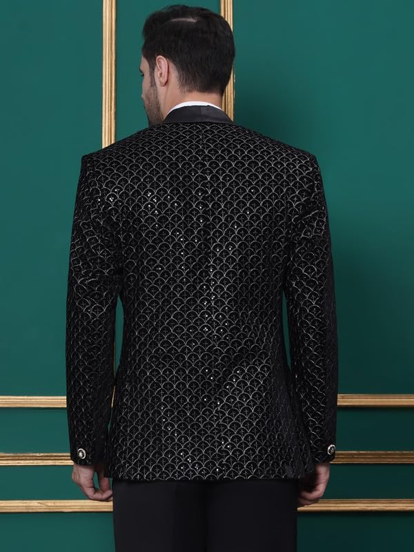 Image of FAVOROSKI Wedding Sequence Blazer Suit for Men | Embroidered Velvet Blazer | Relaxed Fit Blazer for Men Wedding Party | Ethnic Wear Blazer for Men | Blazer Suit for Men | Festive Blazers for Men
