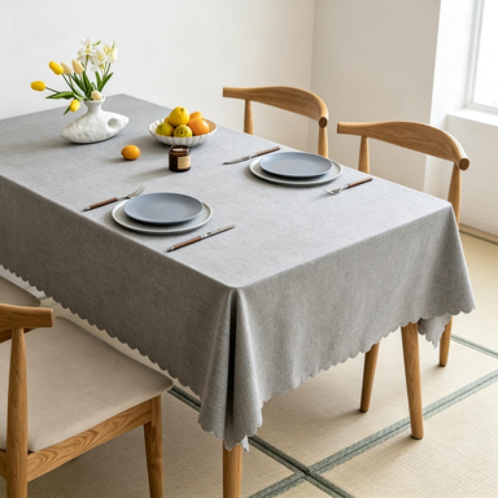 RCYONGQ Table Cloth Wipe Clean Tablecloth Waterproof Stain-Resistant Tablecloth Wipeable Durable Scratch Resistant, Washable For Coffee Kitchen Small Tabletop Decoration(Gray,140x140cm)