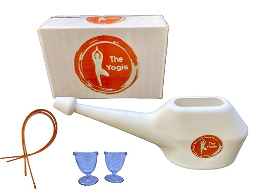 The Yogis Plastic Jala Neti Pot and Rubber Sutra Neti and Eye Wash Cup Combo, White