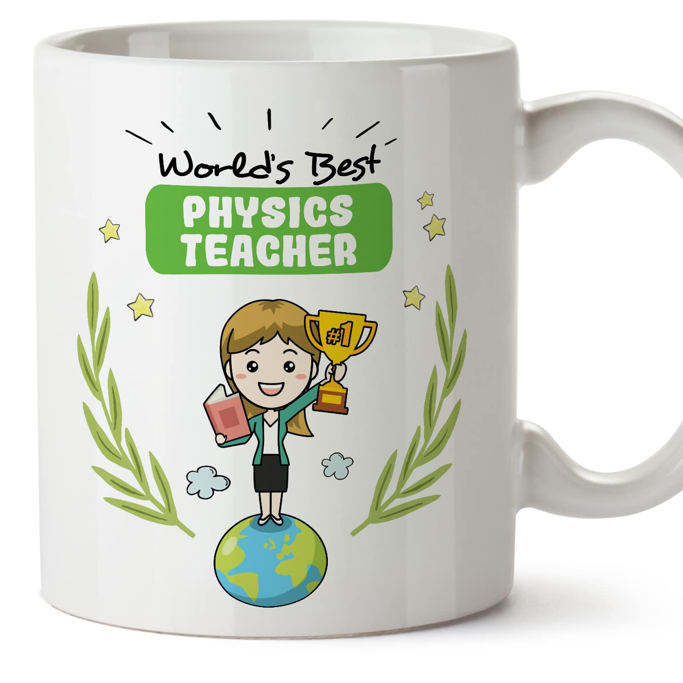 MUGFFINS Physics Teacher Woman Mug - in English - World's Best - Funny Gift for Colleagues - Ceramic 11oz Mug
