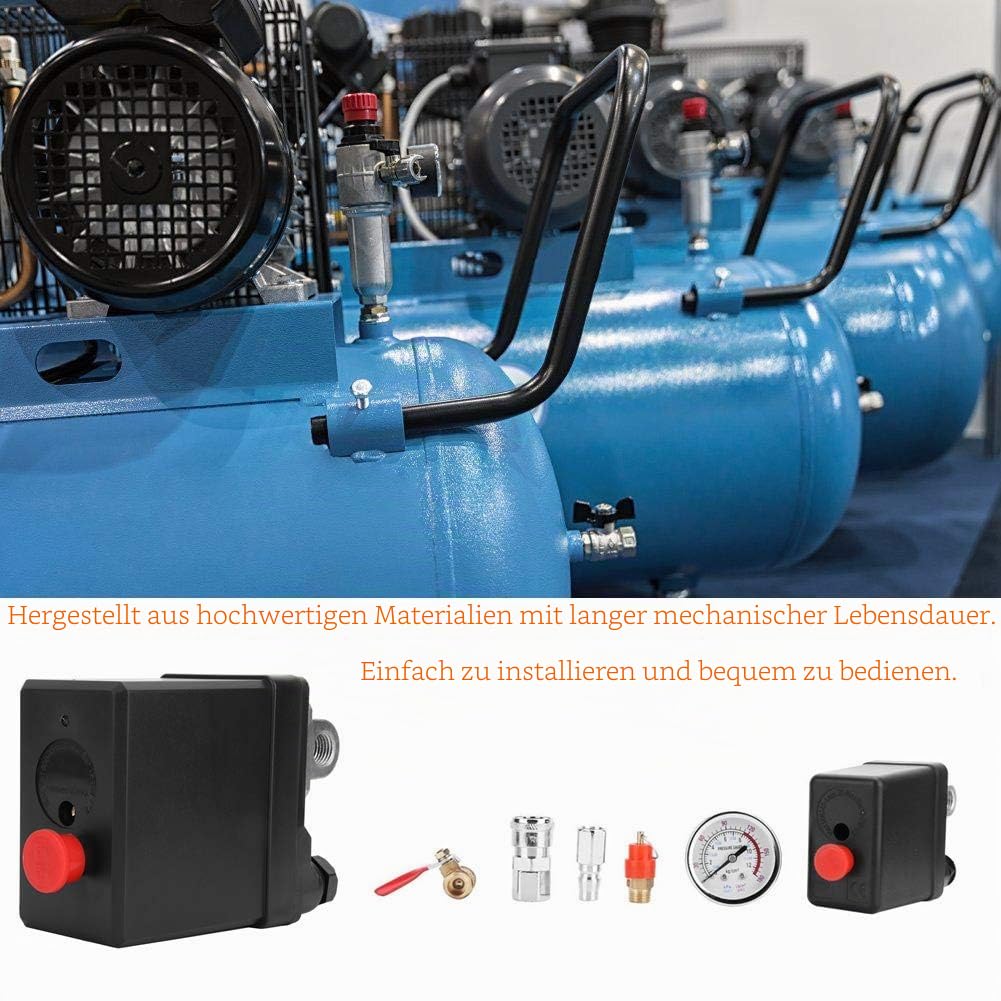 Druckschalter für Kompressor, Luft, 380 V, 3 Phasen, Ventil G1/4 Zoll, 4 vertikale Löcher, Zubehör für Luftkompressor