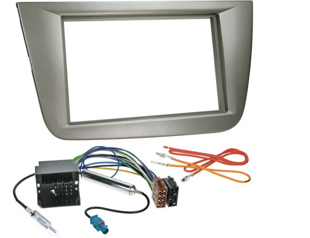 2 DIN Car Radio Fascia Frame Installation Kit for Seat Leon 2005-2010, Grey
