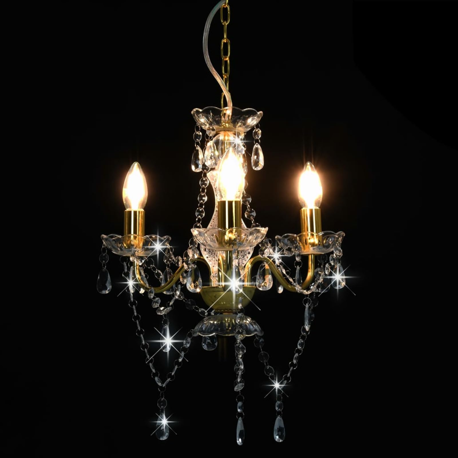 Rantry Kronleuchter mit Perlen Golden Rund 3 x E14 Lampen