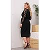 SheIn-Womens-Plus-Elegant-Contrast-Lace-Sleeve-Self-Belted-Wrap-Stretchy-Bodycon-Pencil-Dress SheIn Women's Plus Elegant Contrast Lace Sleeve Self Belted Wrap Stretchy Bodycon Pencil Dress Black X-Large Plus