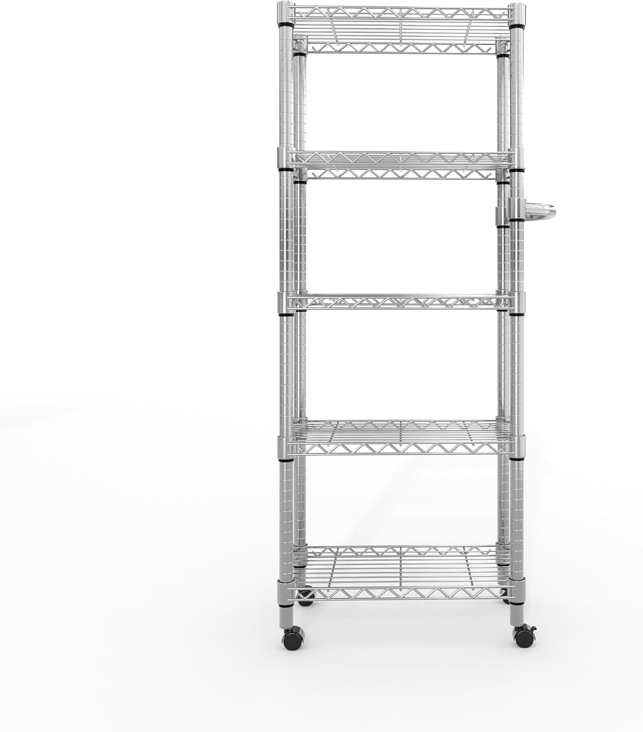 500 kg, regał magazynowy z drutu metalowego, regał do dużych obciążeń z bocznym uchwytem i kółkami, 5 regulowanych regałów magazynowych 30 x 60 x 155 cm, każdy udźwig do 100 kg do domu, garażu, kuchni