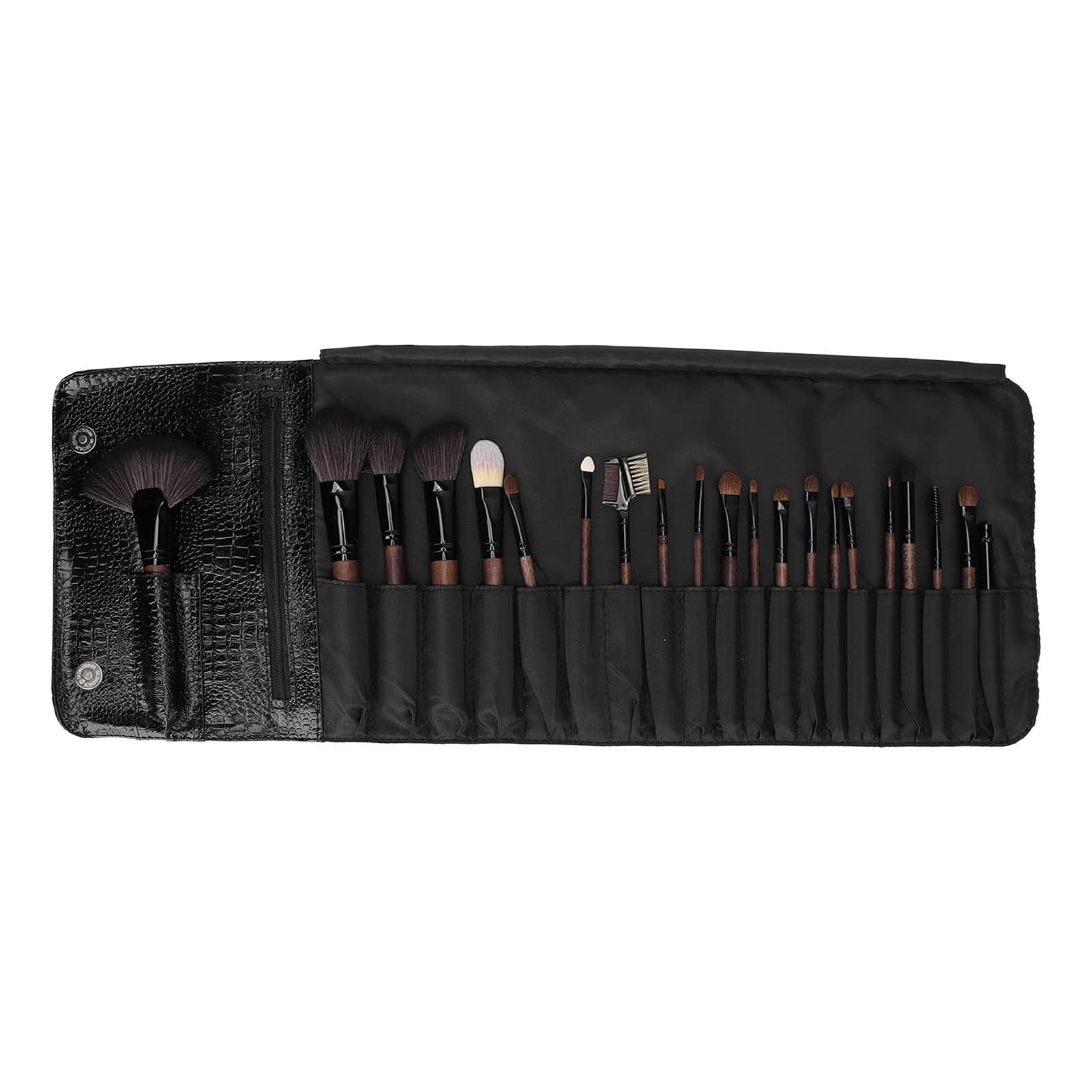 Set di pennelli per trucco 21 pezzi con manico in legno, pennello per fondotinta per ombretti, strumento cosmetico con custodia, forte assorbimento della polvere, colorazione