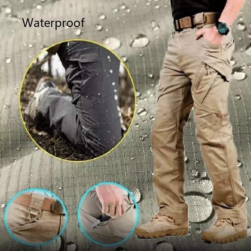 Soldier Tactical Waterproof Pants Outdoor Combat Hiking, Mens Tactical Cargo Work Pants Ripstop Water Repellent Cargo Pants (Black,XXXL)