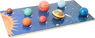 Wooden Solar System Model Board, Montessori Toys Planets Puzzle Science STEM Learning for Kids 4-8 with 3D Planets Models, Prechool Educational Gift for Boys Girls