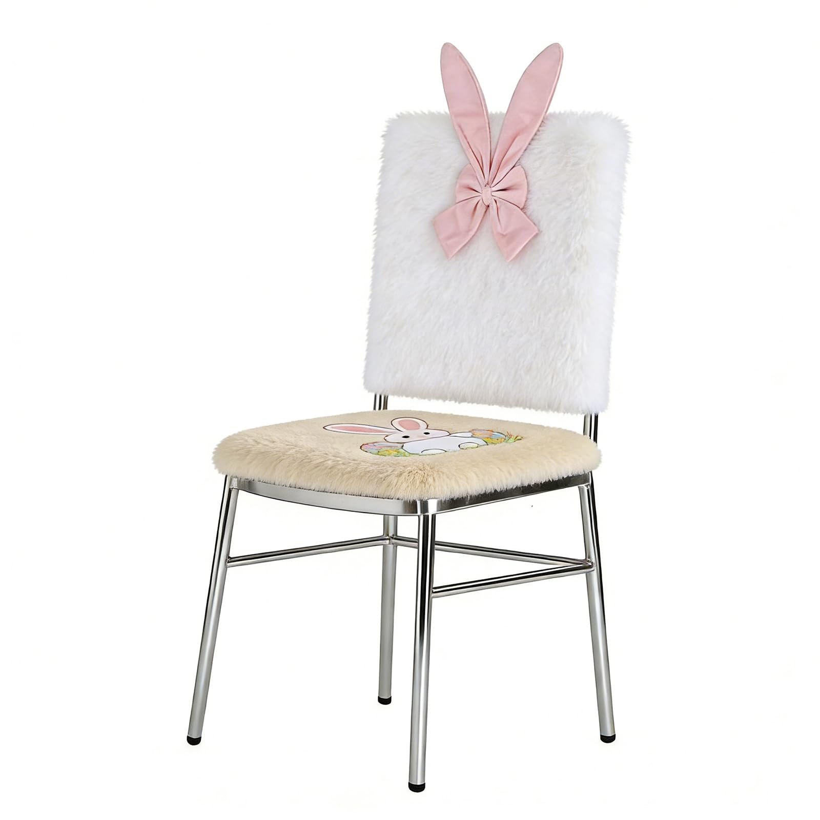 Kalttoy Festival Rabbits Shape Seat Back Cover Craft of Plush for Long Time Comfortable and Vibranting Color Holiday Chair Back Cover