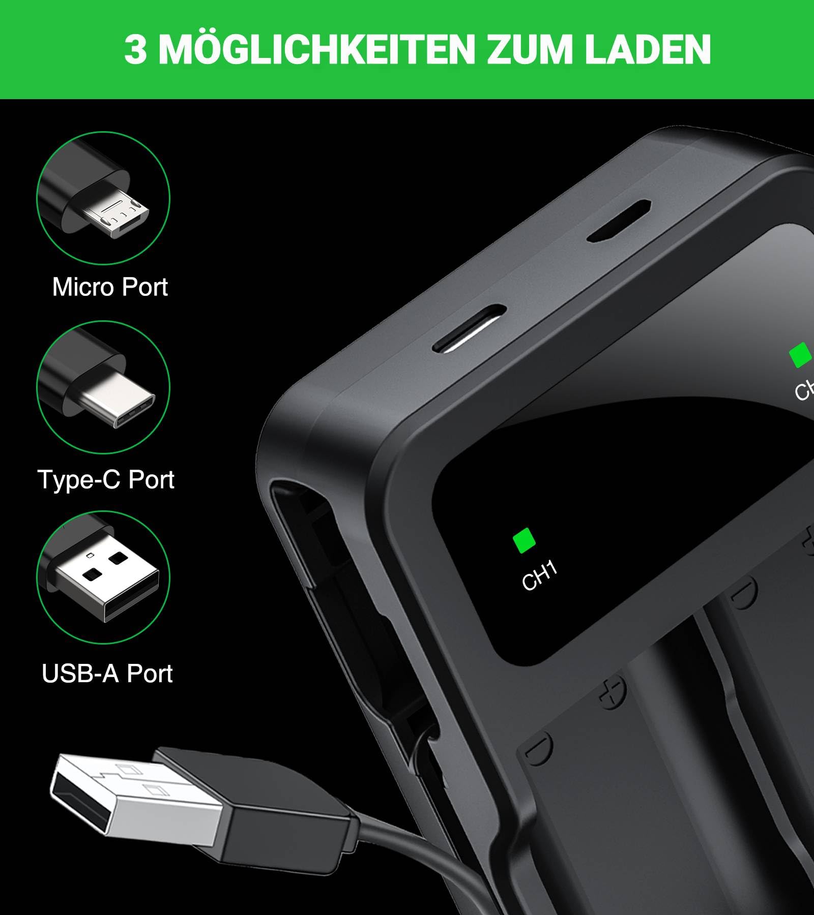 Controller Akkupack für Xbox mit 2X 5520mAh wiederaufladbar Akku für Xbox One/Xbox Series X/S Elite, Ladestation für Xbox One mit 60% Schnelllade USB Anschluss für Xbox Controller Battery - 5