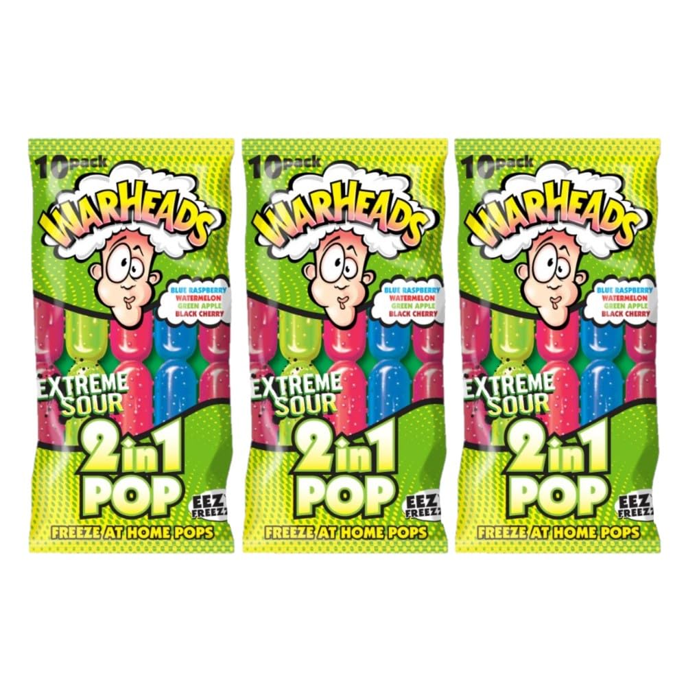 3 x 10 Pack Warheads 2 In 1 Extreme Sour Snap Ice (Green Apple, Watermelon, Black Cherry, Blue Raspberry)