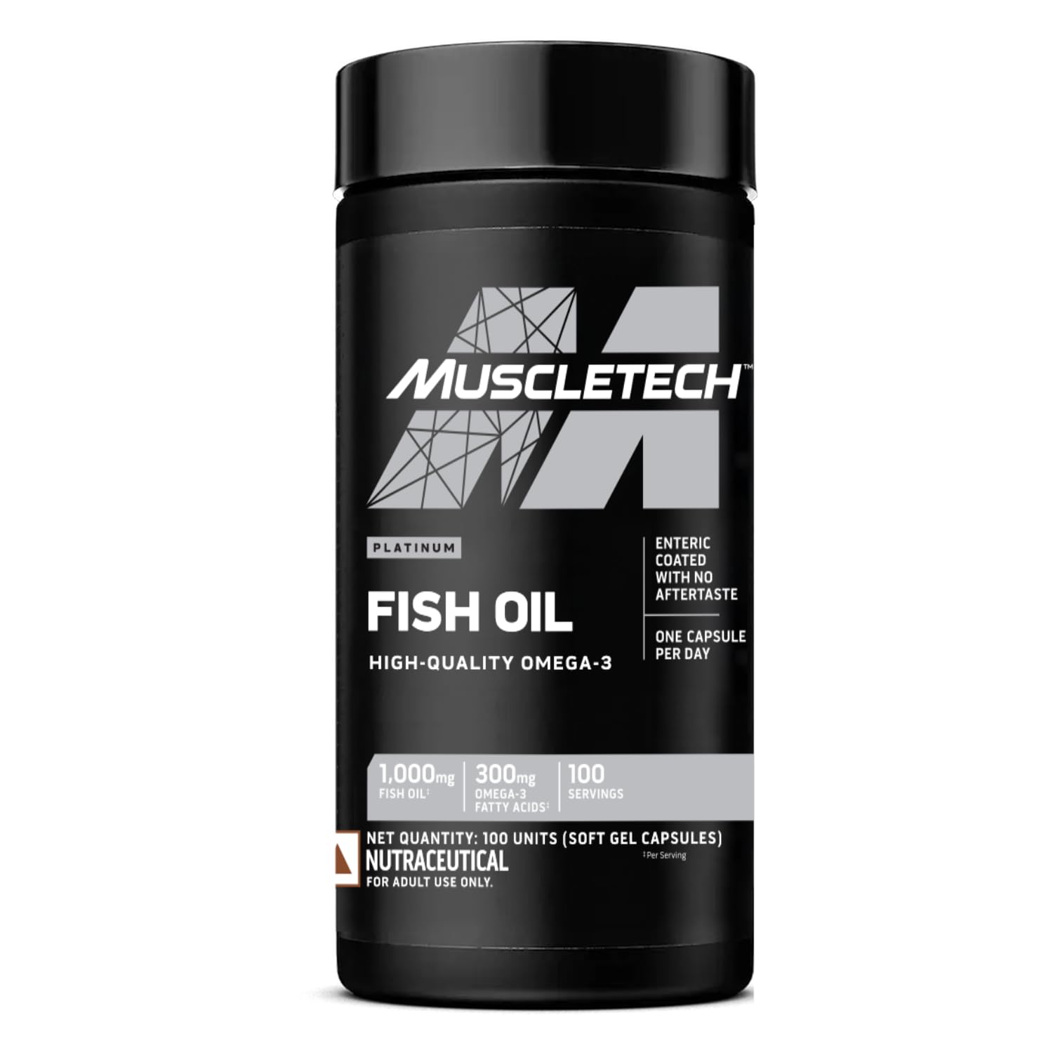 MuscleTech Platinum 100% Fish Oil For Men And Women, 1000Mg Omega 3 With 180 Mg Epa & 120 Mg Dha For Heart, Joints & Brain Health, 100 Softgels, 1 count, 100 servings-picture-0