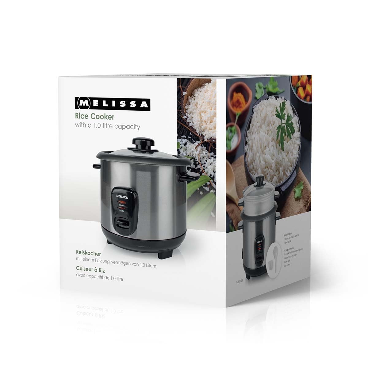 Melissa Cuociriso con capacità 1,0 l - 400 W - rivestimento antiaderente - alloggiamento in acciaio inox - inserto per cottura a vapore - funzione di mantenimento al caldo - spegnimento automatico